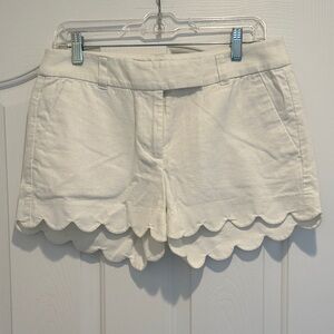 JCrew Women's White Scalloped Shorts